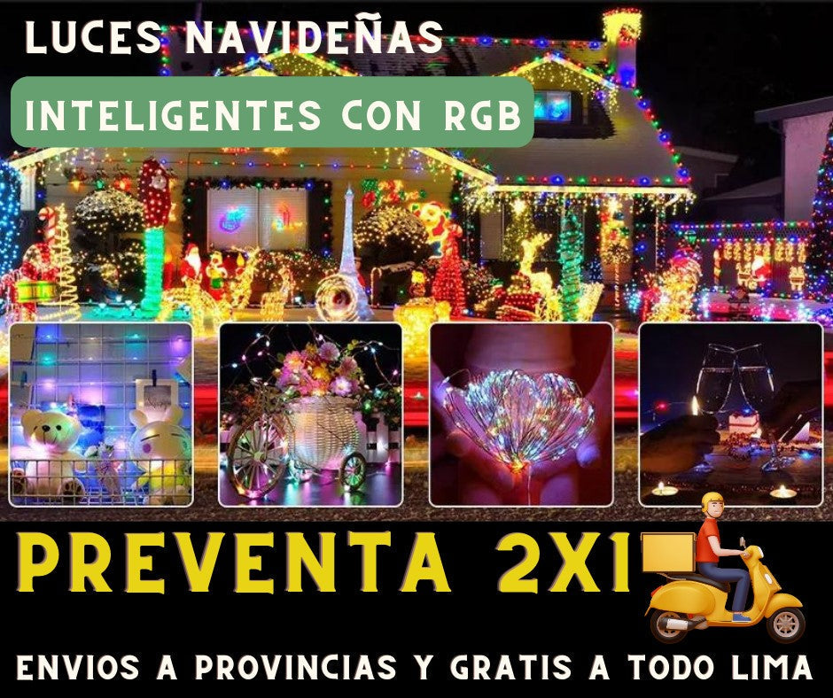 LUCES NAVIDEÑAS INTELIGENTES LED RGB 10METROS 🎁 (60% Descuento x Lanzamiento)