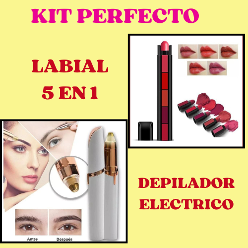 KIT LABIAL MAGIC 5 EN 1 + DEPILADOR ELECTRICO ORIGINAL-ENVIO GRATIS